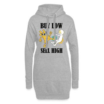 Finance - Crypto-monnaie - Acheter bas, vendre haut - Sweat-shirt à capuche long Femme - gris chiné - Devant