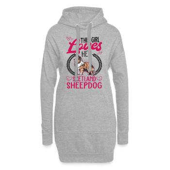 Cette fille aime son chien de berger Shetland - Sweat-shirt à capuche long Femme - gris chiné - Devant
