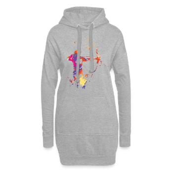 Bogenschießen - Hoodie-Kleid - Grau meliert - Vorne
