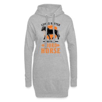Life is better with a Fjord Horse Fjordpferd - Hoodie-Kleid - Grau meliert - Vorne