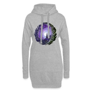 Lapin regarde dans le ciel nocturne cadeau de lune - Sweat-shirt à capuche long Femme - gris chiné - Devant