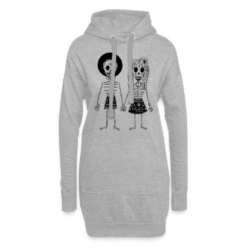 Mexico Skull Skeleton Pair Of Death Festival Skeletons - Hoodie Dress - heather grey - Front
