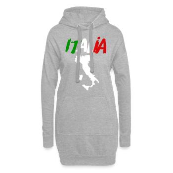 ITALIA Boots Italie Maillot de fan avec football - Sweat-shirt à capuche long Femme - gris chiné - Devant