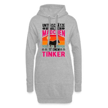 Irish Tinker Pferd Mädchen Tinkerpferd - Hoodie-Kleid - Grau meliert - Vorne
