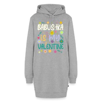 Babushka est mon cadeau de La Saint-Valentin Saint-Valentin - Sweat-shirt à capuche long Femme - gris chiné - Devant