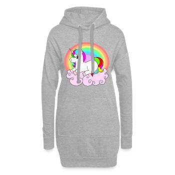 Süßes Einhorn auf einer Wolke mit Regenbogen - Hoodie-Kleid - Grau meliert - Vorne