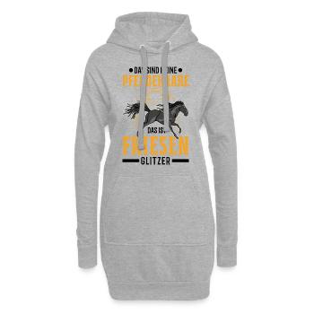 Friesen Pferd Glitzer Friesenpferd - Hoodie-Kleid - Grau meliert - Vorne