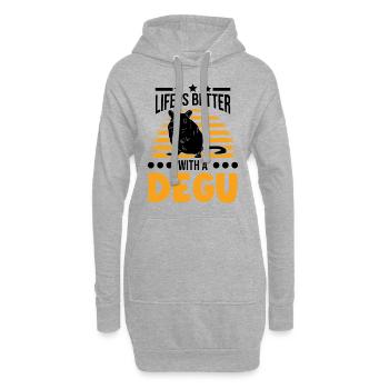 Life is better with an Degu - Hoodie-Kleid - Grau meliert - Vorne