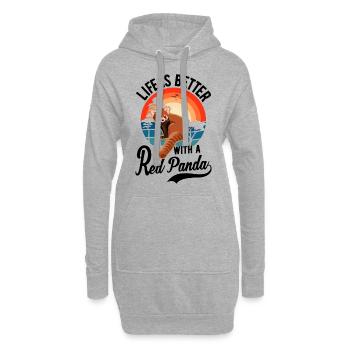 La vie est meilleure avec un panda roux roter panda - Sweat-shirt à capuche long Femme - gris chiné - Devant