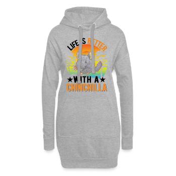 Life is better with an Chinchilla - Hoodie-Kleid - Grau meliert - Vorne
