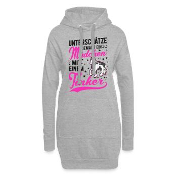 Unterschätze niemals ein Mädchen mit einem Tinker - Hoodie-Kleid - Grau meliert - Vorne