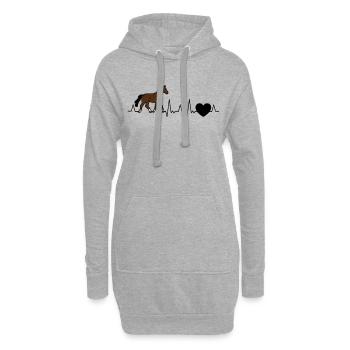 Holsteiner Pferd Herzschlag - Hoodie-Kleid - Grau meliert - Vorne