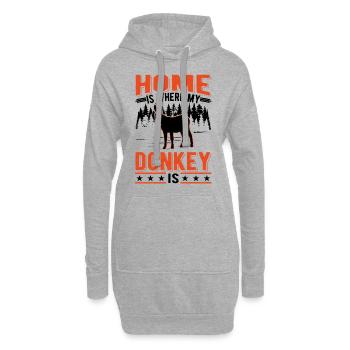 Home is where my Donkey is Maustier Esel - Hoodie-Kleid - Grau meliert - Vorne