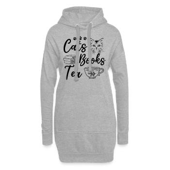 Chats Livres Thé Livre Lire Amoureux des chats - Sweat-shirt à capuche long Femme - gris chiné - Devant
