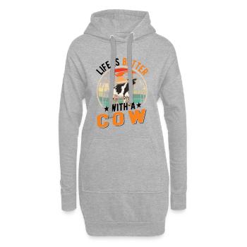 Life is better with a Cow Rinder Kühe Kuh - Hoodie-Kleid - Grau meliert - Vorne