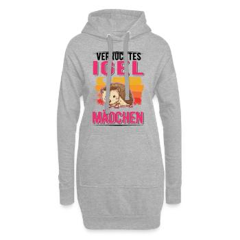 Verrücktes Igel Mädchen Stacheligel - Hoodie-Kleid - Grau meliert - Vorne