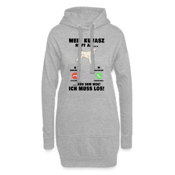Mein Kuvasz ruft an Aus dem Weg ich muss los - Hoodie-Kleid - Grau meliert - Vorne