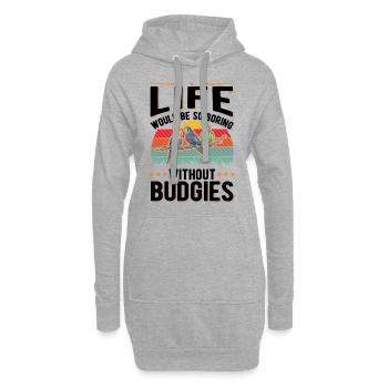 Wellensittich Geschenk Welli Sittich - Hoodie-Kleid - Grau meliert - Vorne