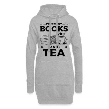 Alimenté par les livres et les amoureux des livres de thé Bookworm - Sweat-shirt à capuche long Femme - gris chiné - Devant