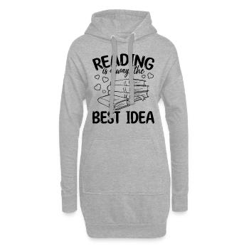 Lesen ist immer die beste Idee I Library Bookworm - Hoodie-Kleid - Grau meliert - Vorne