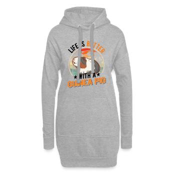 La vie est meilleure avec un cochon d’Inde Meerschweinchen - Sweat-shirt à capuche long Femme - gris chiné - Devant