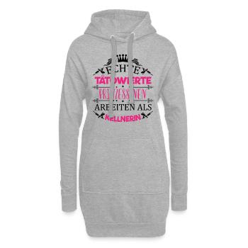 Tätowierte Prinzessin arbeitet als Kellnerin / Fun - Hoodie-Kleid - Grau meliert - Vorne