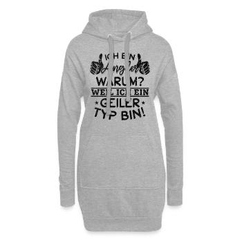 Ich bin Angler Weil Ich Ein Geiler Typ Bin - - Hoodie-Kleid - Grau meliert - Vorne