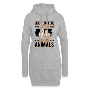 Silk Chicken Spirit Animal Silkie Chicken - Sweat-shirt à capuche long Femme - gris chiné - Devant