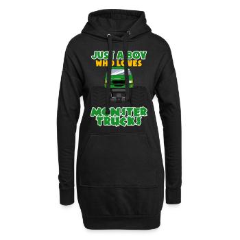 Monster Truck Big Tires Boy Love I Cadeau - Sweat-shirt à capuche long Femme - noir - Devant