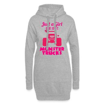 Monster Truck Reifen Mädchen Frauen I Geschenkidee - Hoodie-Kleid - Grau meliert - Vorne