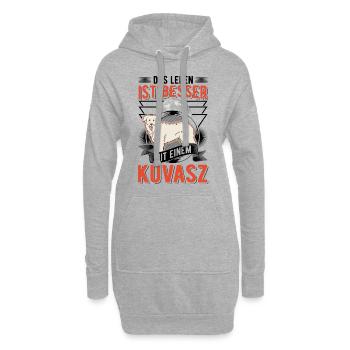 Das Leben ist besser mit einem Kuvasz - Hoodie-Kleid - Grau meliert - Vorne
