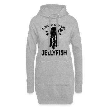 J'aime juste Jellyfish Jellyfish Lover - Sweat-shirt à capuche long Femme - gris chiné - Devant