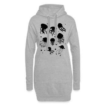 Happy Jellyfishes Gelee Fische Quallen - Hoodie-Kleid - Grau meliert - Vorne