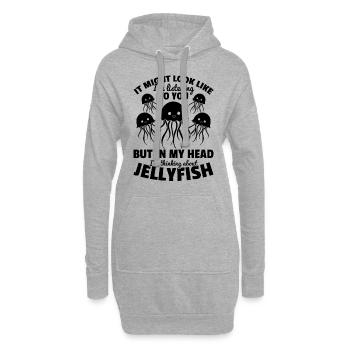 Es könnte so aussehen, als würde ich zuhören, aber - Hoodie-Kleid - Grau meliert - Vorne