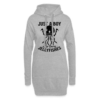 Juste un garçon qui aime les méduses quallen - Sweat-shirt à capuche long Femme - gris chiné - Devant