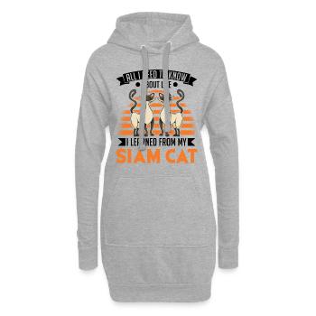Siamkatze Geschenk Siamesische Katze - Hoodie-Kleid - Grau meliert - Vorne
