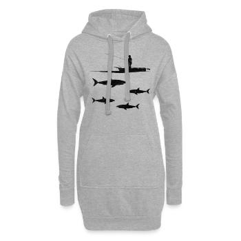 Haifisch Fisherman Sharkfishing Great White Shark - Hoodie-Kleid - Grau meliert - Vorne