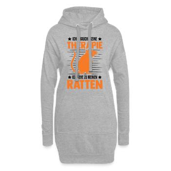 Ratten Therapie Rattenbesitzer Geschenk - Hoodie-Kleid - Grau meliert - Vorne