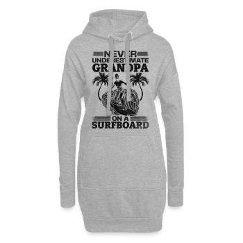 Unterschätze niemals Opa auf einem Surfbrett beim - Hoodie-Kleid - Grau meliert - Vorne