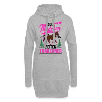 Coole Mädchen reiten Trakehner - Hoodie-Kleid - Grau meliert - Vorne