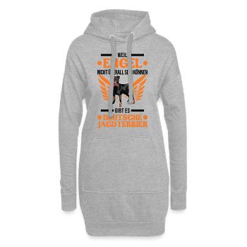 Deutscher Jagdterrier Engel - Hoodie-Kleid - Grau meliert - Vorne