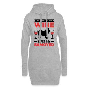 Samoyèdes et vin - Sweat-shirt à capuche long Femme - gris chiné - Devant