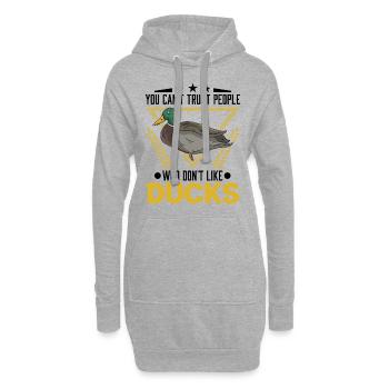 You can't trust people who don't like Ducks Enten - Hoodie-Kleid - Grau meliert - Vorne