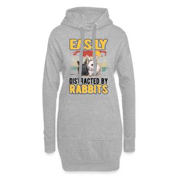 Facilement distrait par Rabbits Rabbit Rabbit - Sweat-shirt à capuche long Femme - gris chiné - Devant