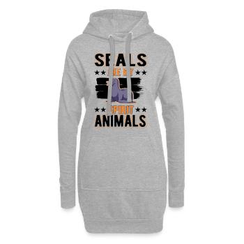 Phoque animal Sea Lion Spirit - Sweat-shirt à capuche long Femme - gris chiné - Devant