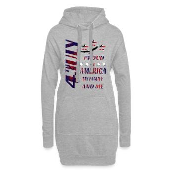 4.Juli. Unabhängigkeitstag. Nur hier. - Hoodie-Kleid - Grau meliert - Vorne