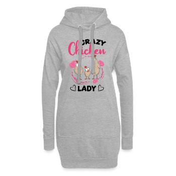 Crazy Chicken lady chicken owner - Hoodie Dress - heather grey - Front