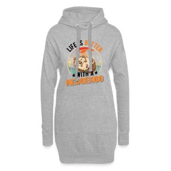 Life is better with a Hedgehog Igel - Hoodie Dress - heather grey - Front