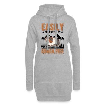 Facilement distrait par les cochons d’Inde Meerschweinchen - Sweat-shirt à capuche long Femme - gris chiné - Devant