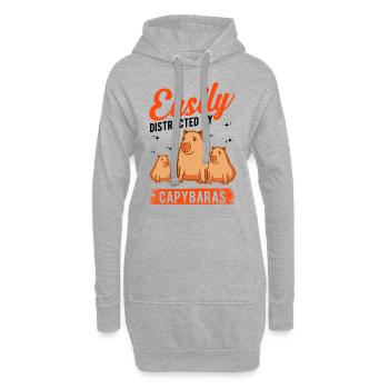 Easily distracted by Capybaras Wasserschwein - Hoodie-Kleid - Grau meliert - Vorne